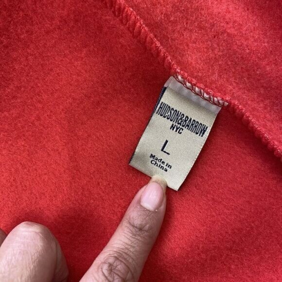 HUDSON & BARROW Unisex Full-Zip Hooded Sweatshirt Mens Size L Zipped Hoodie  Red - Picture 6 of 10